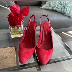 Sergio Rossi heels red suede size 7